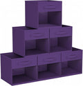 DIMJ Storage Cubes, Cube Storage Bin, 6 Pack Foldable Baskets with Window, Closet Storage Bins with Handle, 11x 11 inch Storage Cubes for Clothes, Toys, Books (Purple)