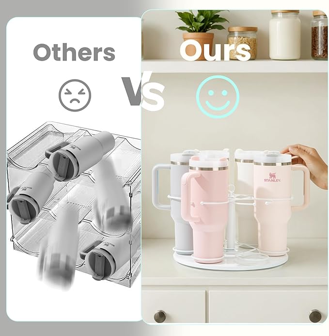 Upgraded Water Bottle Organizer for Stanley 40 oz/30 oz/20 oz,Rotating Stanley Cup Organizer Holder,Tumbler Holder Organizer, Easy to Install Kitchen Organizers and Storage for Stanley Cup Accessories