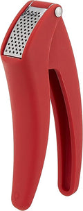 Kuhn Rikon Easy-Clean Garlic Press, No Need to Peel, 7” Red