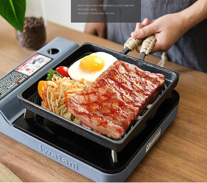 LI-GELISI Cast Iron Grill Pan, Square,Pre-seasoned Profession Steak Skillet,8.6 Inch