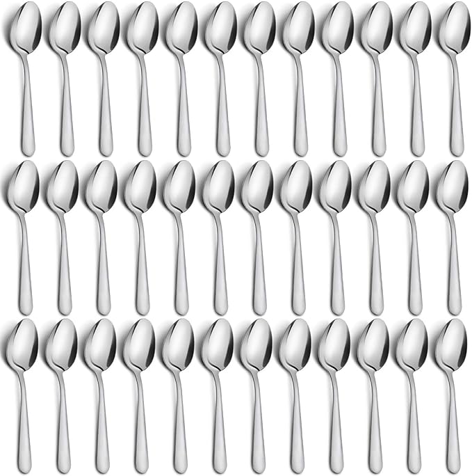 36-Piece Tea Spoons Set - 5.9" Stainless Steel Tea Spoon Silverware, Durable Small Spoons, Cost-effective Teaspoon Set of 36 for Home Kitchen Restaurant - Mirror Polished, Dishwasher Safe