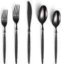 Lemeya 20-Piece Hammered Black Silverware Set,18/10 Stainless Steel Forging Heavy Duty Cutlery Set for 4, Luxury Unique Flatware Set,Spoons and Forks Set,Mirror Polished,Dishwasher Safe