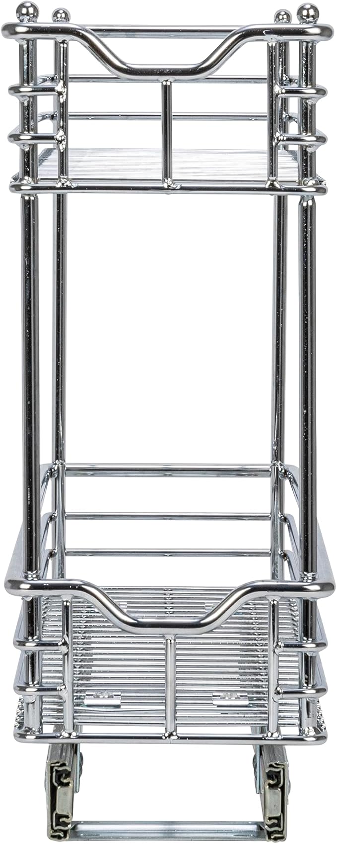 Household Essentials Glidez Multipurpose Chrome-Plated Steel Pull-Out/Slide-Out Storage Organizer for Under Cabinet Use - 2-Tier Design - Fits Standard Size Cabinet or Shelf, Chrome