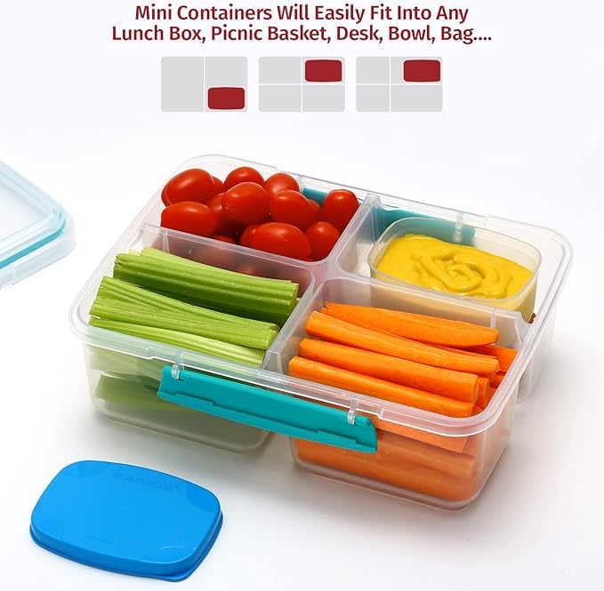 Reusable Airtight Containers 3 oz 8 Pack for Snacks, Baby/Toddler Puree, Condiments, Picnics, Food Prep, Lunch - Plastic Storage Containers, Dishwasher, Microwave, Freezer Safe, BPA Free