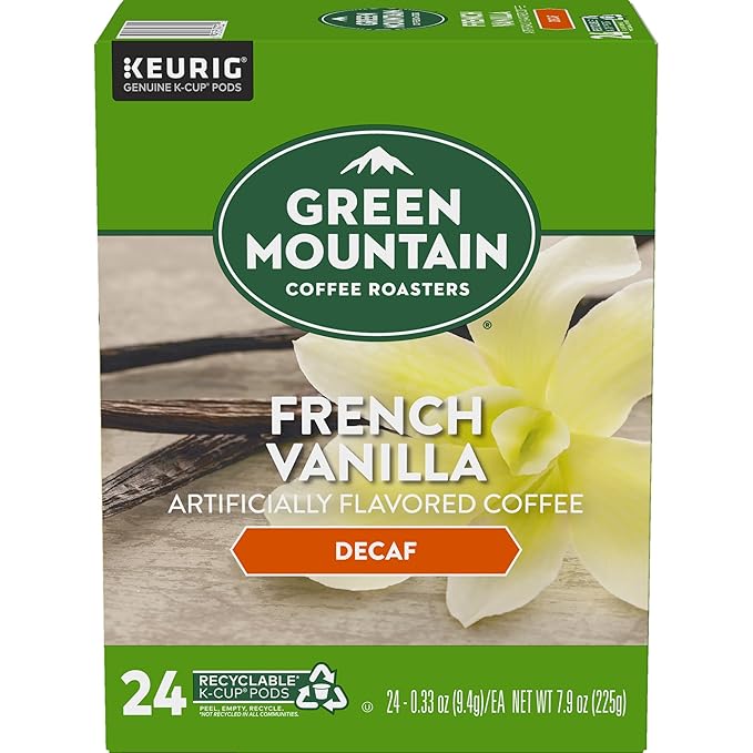 Green Mountain Coffee Roasters French Vanilla Decaf Keurig Single-Serve K-Cup pods, Light Roast Coffee, 96 Count