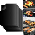 Reusable Grill Mats for Outdoor Grill Set of 6,Heavy Duty Non-Stick BBQ Mats & Oven Liner,Easy to Clean,Works on Gas, Charcoal & Electric Grills - 15.75 x 13 Inch,Black