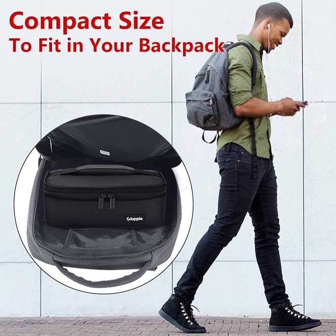 Gloppie Small Lunch Bag for Adults & Kids - Compact Insulated Lunch Box, Durable & Food-Grade Lining | Portable Cooler for Work, School, Travel (Black)