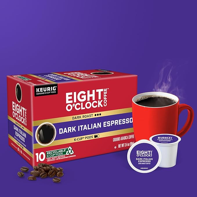 Eight O'Clock Coffee Dark Italian Roast Keurig Single-Serve K-Cup Pods, Dark Roast Coffee, 60 Count