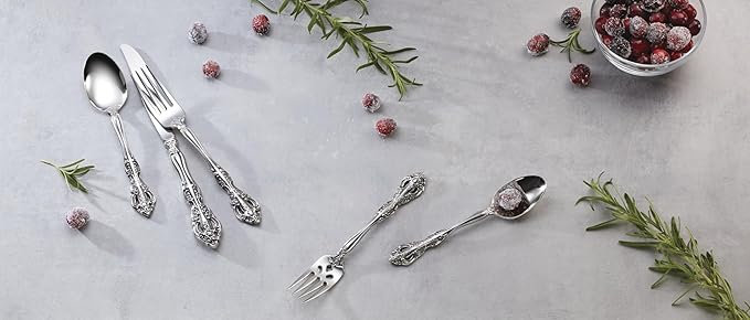 Oneida Michelangelo Fine Flatware Teaspoons, Set of 4 , 18/10 Stainless Steel, Silverware Set, Dishwasher Safe