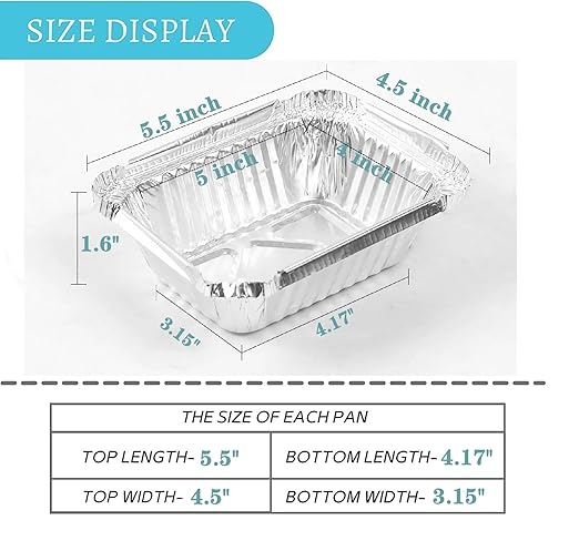 100 Pack - Aluminum Pans with Lids -1LB(5"×4"),Foil Pans - to Go Food Containers,Recyclable Aluminum Foil with Strong Seal for Cooking, Baking,Meal Prep,Take Out,Freeze