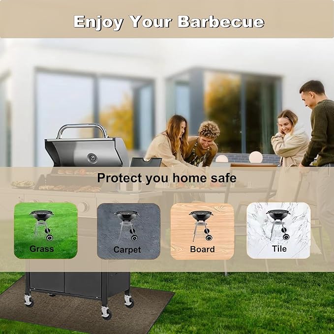 BBQ Grill Mat for Outdoor Grill, 51 x 36 inches Heavy Duty Thickened Under Grill Mats, Oil-Proof Waterproof Floor Protector for Deck and Patio