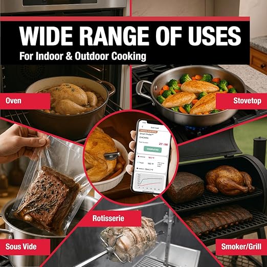 CDN Smart Probe Bluetooth Meat Thermometer | Wireless Digital Thermometer with NSF Certified Probe | Remote Temperature Monitoring via App for iOS & Android | for Oven, BBQ, Grill, Smoker | STP212