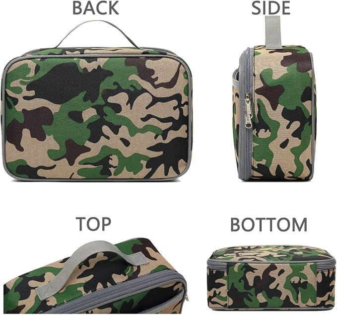FlowFly Kids Lunch box Insulated Soft Bag Mini Cooler Back to School Thermal Meal Tote Kit for Girls, Boys, Forest