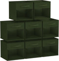 DIMJ Storage Cubes, Cube Storage Bin, 8 Pack Foldable Baskets with Window, Closet Storage Bins with Handle, 11x 11 inch Storage Cubes for Clothes, Toys, Books (Green)