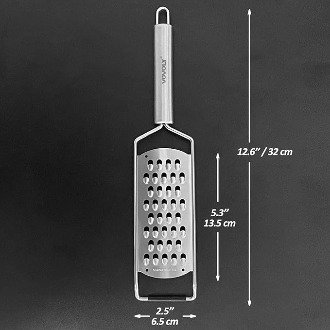 Professional Zester Grater Extra Coarse for Potato, Zucchini, Carrot, Apple, Cabbage and Cheese, Kitchen Grater with Razor-Sharp Stainless Steel Blade (Extra Coarse)