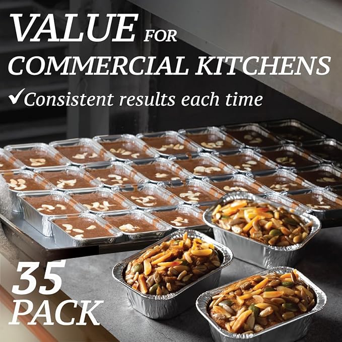 Spare Essentials (35 Pack) 1 Lb Aluminum Foil Mini Loaf Pans - Foil Bread Pans for Baking - Perfect to Bake Individual Bread Loaves, Cakes & Meat - 1 Pound Aluminum Loaf Pans - 6 x 3.5 x 2 Inches