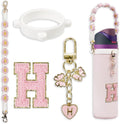 Cute Letter Charm Set Compatible with Owala Water Bottle 24 oz, 32 oz, 40 oz, Owala Kids, Owala Coffee Tumbler, Owala FreeSip – Includes Handle Strap, for Owala Accessories & Stanley Cup Accessories