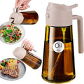 YARRAMATE 16oz/470ml Light Blocking Oil Sprayer for Cooking with Stickers, Food-Grade 2 in 1 Olive Oil Dispenser Bottle for Kitchen,Dark Amber Glass Oil Bottle for Air Fryer, BBQ (LotusRootPink)