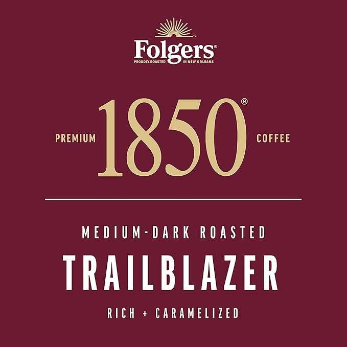 1850 by Folgers Trailblazer Medium Dark Roast Coffee, 10 Keurig K-Cup Pods