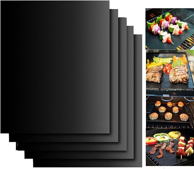 Grill Mats for Outdoor BBQ - Set of 3 Heavy Duty Non-Stick Mats, Easy to Clean, Charcoal, Gas, Electric, RV, Camping