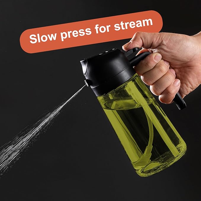 CXINYI - 16oz/470ml Olive Oil Dispenser for Kitchen with Stickers - 2 in 1 Olive Oil Sprayer for Cooking, Air Fryer, and Salad, 2 Black (Light-Proof Kitchen Gadget)