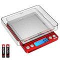 Digital Kitchen Scale, 3000g Pocket Cooking Scale with 0.1g Accuracy, Mini Food Scale, Pro Electronic Jewelry Scale with Back-Lit LCD Display, Tare & PCS Functions (Red, Batteries Included)