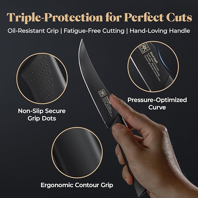 Steak Knives Set of 6, 4.7 Inch Dishwasher Safe Non-Serrated Table Knives, Ultra Sharp for Precise Cutting, Non-Stick Blade & Rust Proof, Easy to Maintain Ideal for Home Restaurant Party