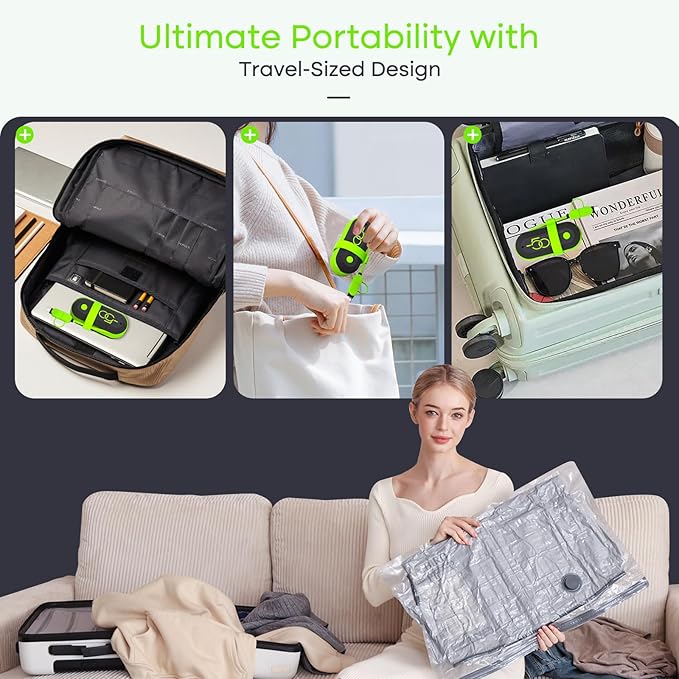 Travel Vacuum Storage Bags with USB Pump, 6 Pack Compression Packing Bags for Luggage and Suitcase,Space Saver Bags for Clothes and Clothing Travel