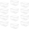 YIHONG 12 Pack Clear Pantry Organizer Bins, Plastic Containers with Handle for Kitchen,Freezer,Cabinet,Closet,Bathroom Under Sink Storage