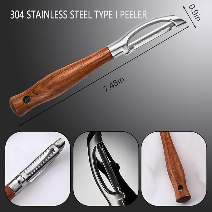 Professional Potato Peeler,Vegetable Peeler Stainless Steel,Carrot Peelers For Kitchen There Are Sharp Swivel Blades And Natural Anti Slip Wooden Handle,For Fruit And Vegetable Peeler
