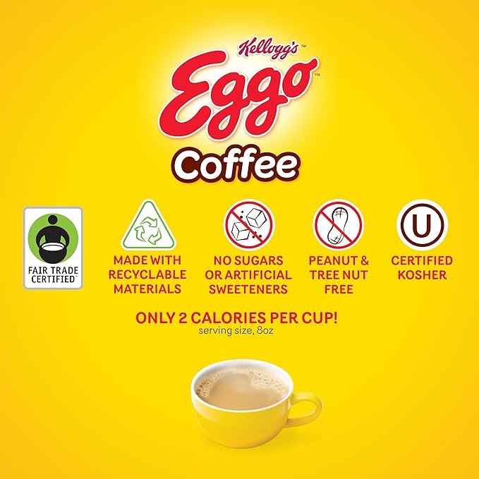 Eggo Beverages Waffle Flavored Coffee Pods Variety Pack Sampler for Keurig K Cup Brewers, Fair Trade Certified, 40 Count – Chocolate Chip, Cinnamon, Maple Syrup, Blueberry, Vanilla