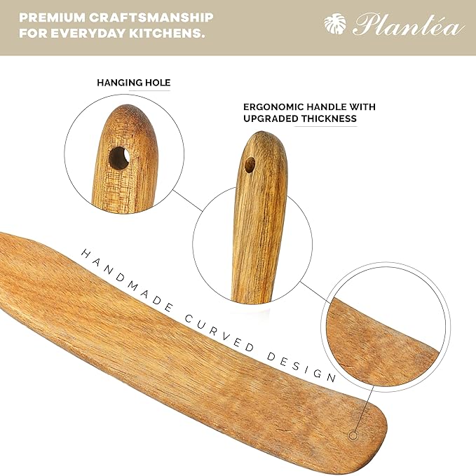 Skinny Wooden Spurtle Set of 2 for Sourdough Starter – Handcrafted Wooden Sourdough Stir Stick & Spatula – Multipurpose Spurtle for Bread Dough Mixing, Cooking & Baking Tools Set
