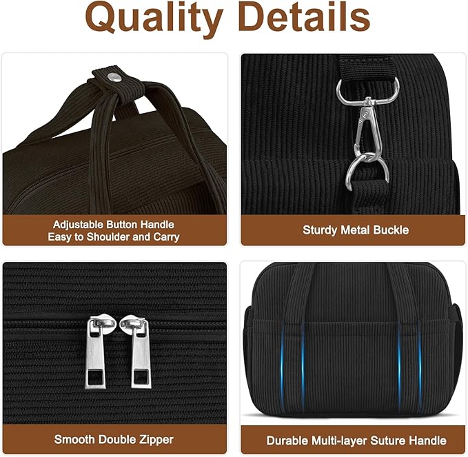 Corduroy Lunch Box Lunch Bag for Women Men, Cute Strawberry Small Insulated Reusable Work Leakproof Simple Lunch Boxes Tote Bag Adults Cooler Bag