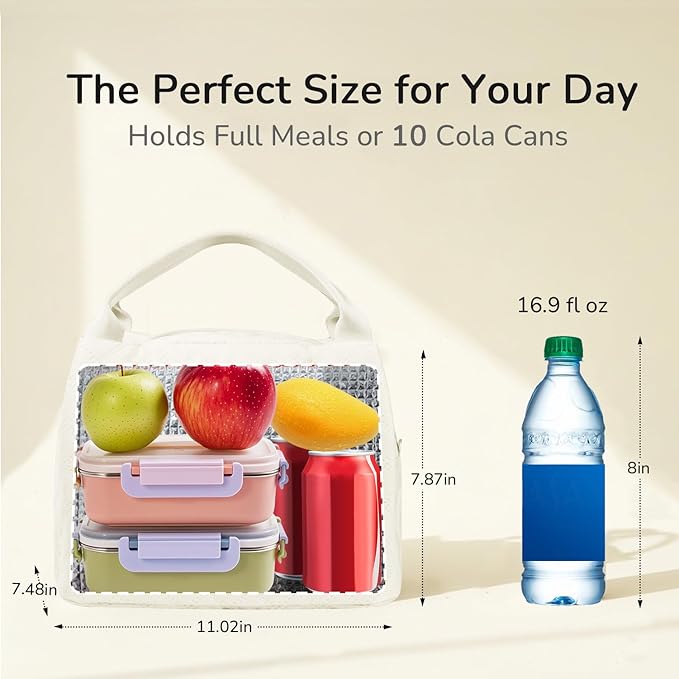 Aosbos Lunch Bag Women Insulated Lunch Box for Women Lunch Tote for Adult Lunch Cooler Bag Lunchbox for Work Office Picnic，beige
