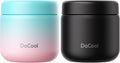 DaCool Kids Thermo for Hot Food 2 Pack 13oz/pack Insulated Food Jar Vacuum Stainless Steel Kids Food Thermo Soup Insulated Lunch Container for School Office Picnic Travel Outdoors,Black+Cotton Candy