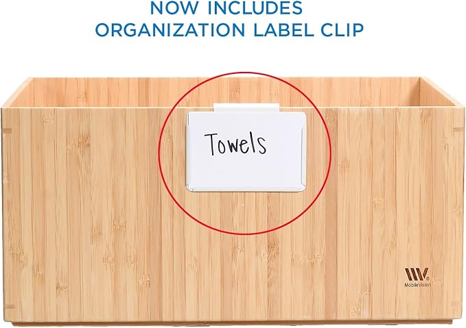MobileVision Bamboo Storage Box, 14”x11”x 6.5”, Durable Bin w/ Handles, Stackable - For Toys Bedding Clothes Baby Essentials Arts & Crafts Closet & Office Shelf