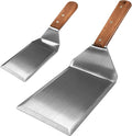 Wooden Steel Barbecue Grill Tool, Griddle Accessories for Blackstone, Multi Kitchen Flippers with Full Tang Handle & Beveled Edges, Spatula/Turner/Scraper for Flat Top Grill- Thicker Steel Blade