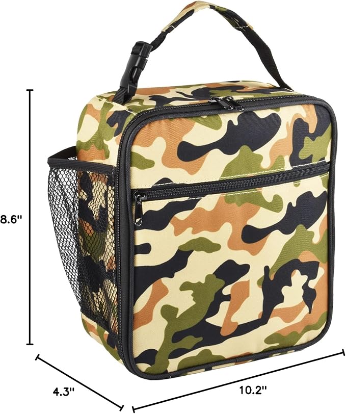 Insulated Lunch Bag, Leakproof Portable Lunch Box for Women Men Boys Girls, Large Capacity Cooler Bag for Office School Camping Hiking Outdoor Beach Picnic (Camo Brown)