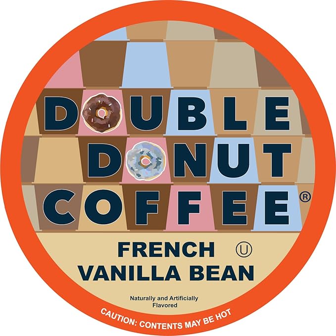 French Vanilla Coffee Medium Roast Flavored Coffee Pods for Keurig K Cups Makers from Double Donut, 48 Count (Pack of 1)