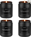 Winter Candle Gift Set for Men – 4 Pack Soy Candles with Cedar Oakmoss, Pine & Clove, Amber Patchouli, Sandalwood – Masculine Scented Candles for Home, Christmas Gift Set for Dad Fathers Day