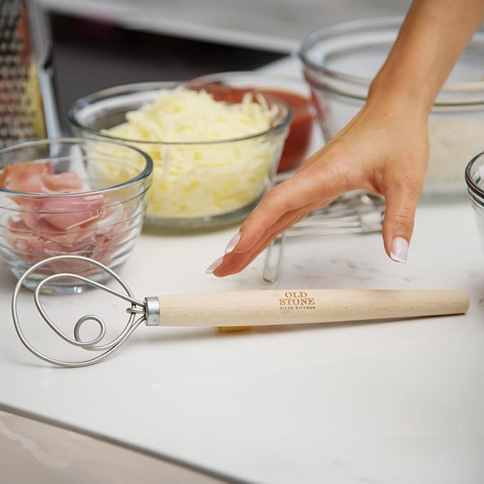 Old Stone Danish Dough Whisk for Bread Baking, Sourdough, and Pizza Dough, Dutch Whisk, Made in Poland, 11.5-Inch