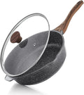 SENSARTE Nonstick Deep Frying Pan Skillet, 12-inch Saute Pan with Lid, Stay-cool Handle, Chef Pan Healthy Stone Cookware Cooking Pan, Induction Compatible, PFOA Free