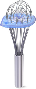 Whisk Wiper - Wipe a Whisk Easily - Multipurpose Kitchen Tool, Made In USA - Includes 11" Stainless-Steel Whisk - Cool Baking Gadget, A Great Gift For Men and Women (Color: Glass Blue)