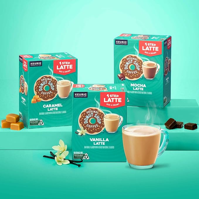 The Original Donut Shop Caramel One-Step Latte, Keurig Single Serve K-Cup Pods, 20 Count