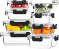8 Pack Borosilicate Glass Food Storage Containers with Lids, Glass Meal Prep Containers, Airtight Bento Lunch Boxes with Leak Proof Locking, Oven, Freezer and Dishwasher Safe, BPA Free, 5-35oz