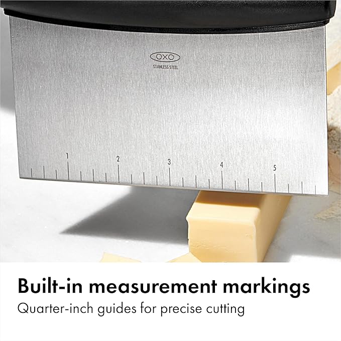 OXO Good Grips Stainless Steel Multi-Purpose Scraper & Chopper, Dough Cutter for Pizza, Bread and Cookie Dough, Multi-Purpose Vegetable Chopper, Dishwasher-Safe Kitchen Essential