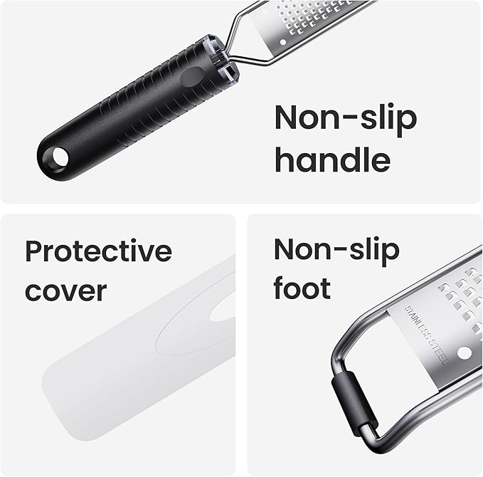 Lemon Zester Grater with Handle,L15" Cheese Grater for Hard Cheese,Chocolate & Nut Grater