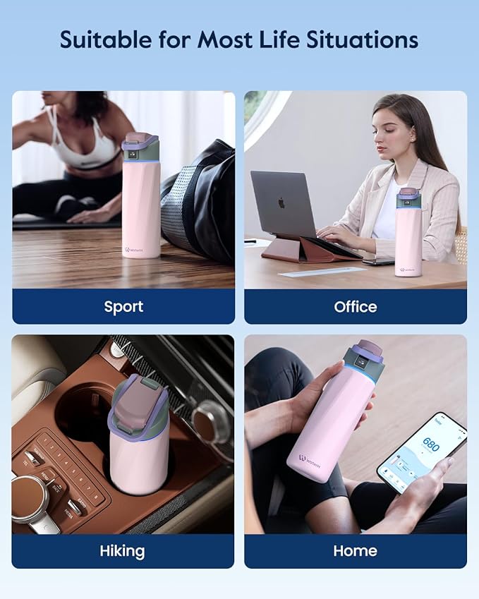 Boost Smart Water Bottle that Reminds You to Drink, 24oz BPA-Free Stainless Steel Vacuum Insulated Bottle, Wide Mouth Water Tracker Bottle with APP, Ideal Gift for Christmas, Thanksgiving Day