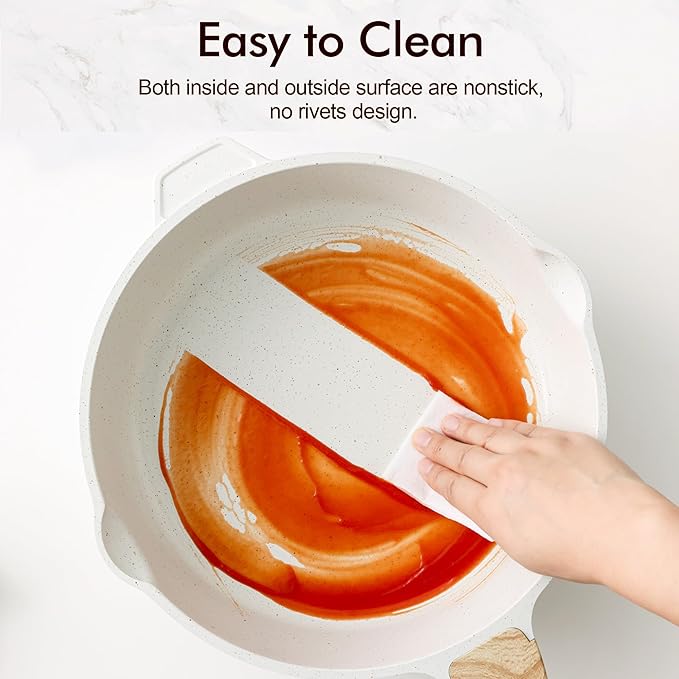 SENSARTE Nonstick Frying Pan Skillet with Lid 3.5/4.5/5QT, Ceramic Saute Pan,Deep Fring Pan Non-toxic Cooking Pot, Stay-cool Handle, Induction Compatible, PFAS Free