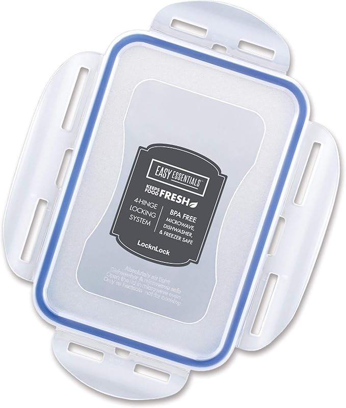 LOCK & LOCK Easy Essentials Food Storage lids/Airtight containers, BPA Free, 10 Piece - Square, Clear